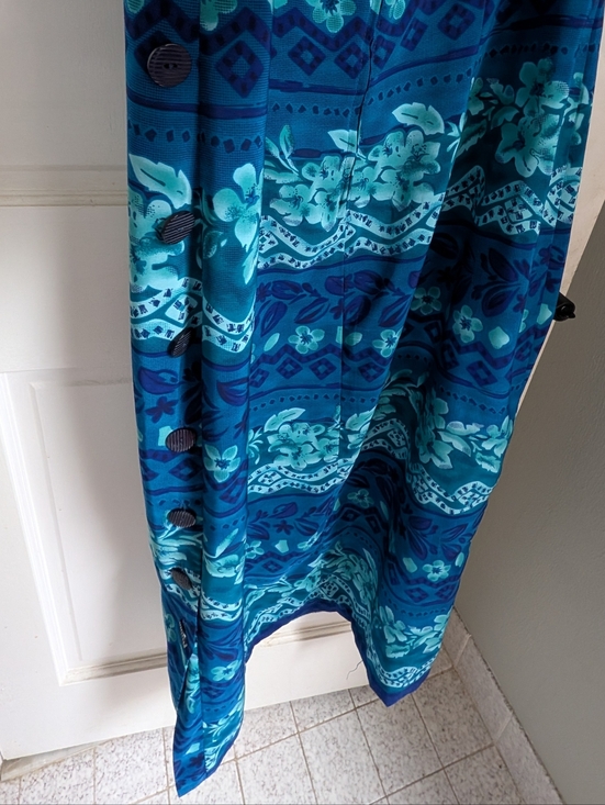 Vintage 90's Sleeveless Blue Floral Maxi Dress - Picture 7 of 7